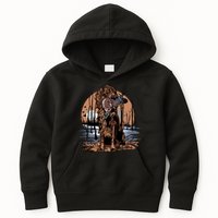 Hunting Dog Retrieving Duck Swamp Scene Kids Hoodie