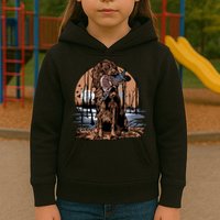 Hunting Dog Retrieving Duck Swamp Scene Kids Hoodie