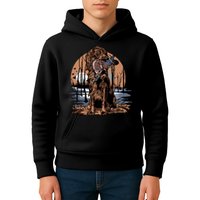 Hunting Dog Retrieving Duck Swamp Scene Kids Hoodie