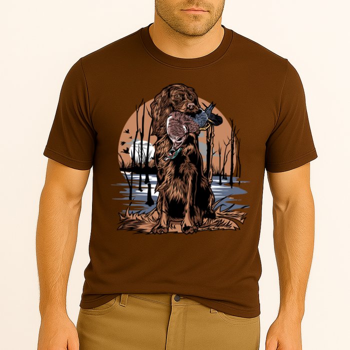 Hunting Dog Retrieving Duck Swamp Scene Performance Shirt