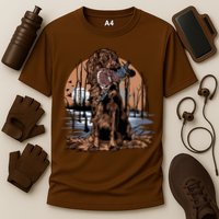 Hunting Dog Retrieving Duck Swamp Scene Performance Shirt