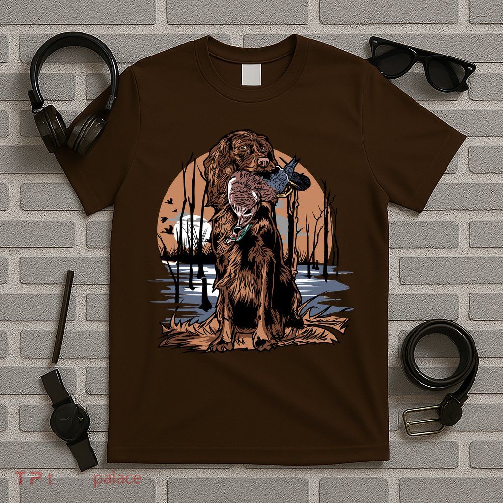 Hunting Dog Retrieving Duck Swamp Scene T-Shirt