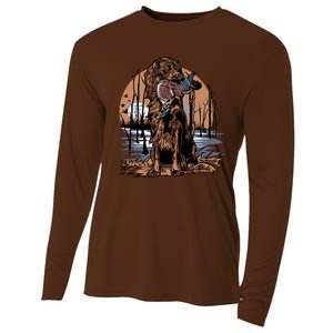 Hunting Dog Retrieving Duck Swamp Scene Cooling Performance Long Sleeve Crew