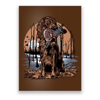 Hunting Dog Retrieving Duck Swamp Scene Poster
