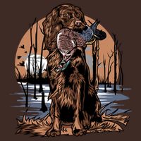 Hunting Dog Retrieving Duck Swamp Scene Poster