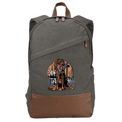Hunting Dog Retrieving Duck Swamp Scene Cotton Canvas Backpack