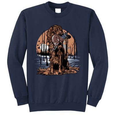 Hunting Dog Retrieving Duck Swamp Scene Sweatshirt