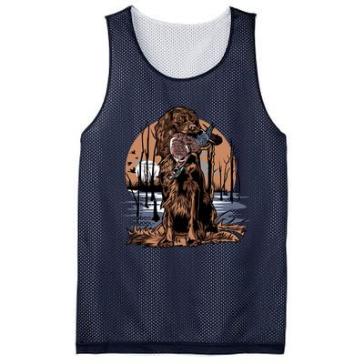 Hunting Dog Retrieving Duck Swamp Scene Mesh Reversible Basketball Jersey Tank