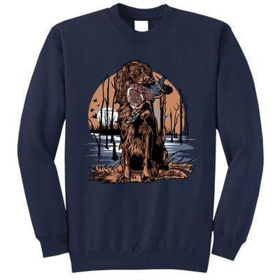 Hunting Dog Retrieving Duck Swamp Scene Tall Sweatshirt