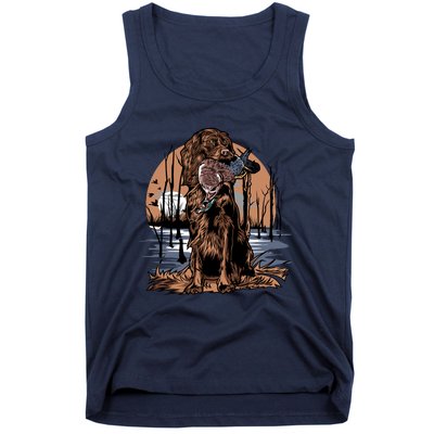 Hunting Dog Retrieving Duck Swamp Scene Tank Top