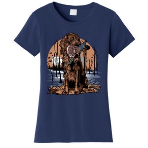 Hunting Dog Retrieving Duck Swamp Scene Women's T-Shirt