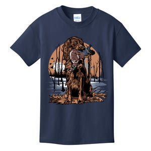 Hunting Dog Retrieving Duck Swamp Scene Kids T-Shirt