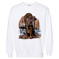 Hunting Dog Retrieving Duck Swamp Scene Garment-Dyed Sweatshirt