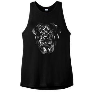 Hand Drawn Rottweiler Dog Ladies PosiCharge Tri-Blend Wicking Tank