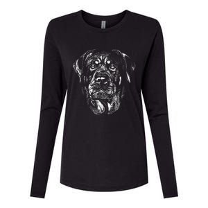 Hand Drawn Rottweiler Dog Womens Cotton Relaxed Long Sleeve T-Shirt