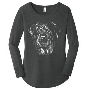 Hand Drawn Rottweiler Dog Women's Perfect Tri Tunic Long Sleeve Shirt