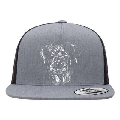 Hand Drawn Rottweiler Dog Flat Bill Trucker Hat