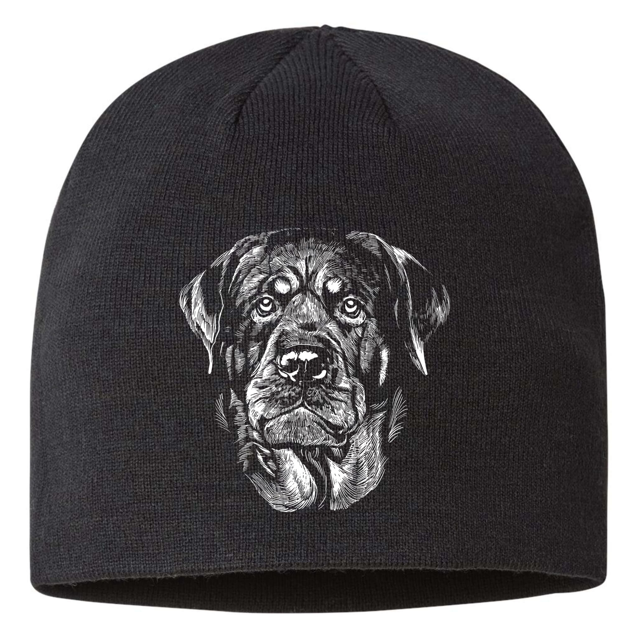 Hand Drawn Rottweiler Dog Sustainable Beanie