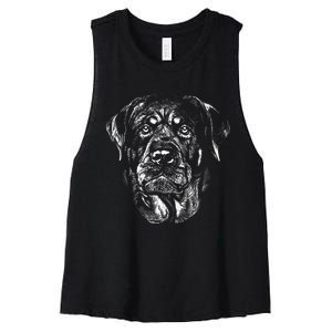 Hand Drawn Rottweiler Dog Women's Racerback Cropped Tank