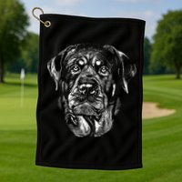 Hand Drawn Rottweiler Dog Golf Towel