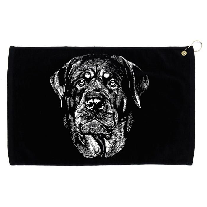 Hand Drawn Rottweiler Dog Grommeted Golf Towel