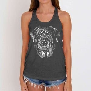 Hand Drawn Rottweiler Dog Women's Knotted Racerback Tank