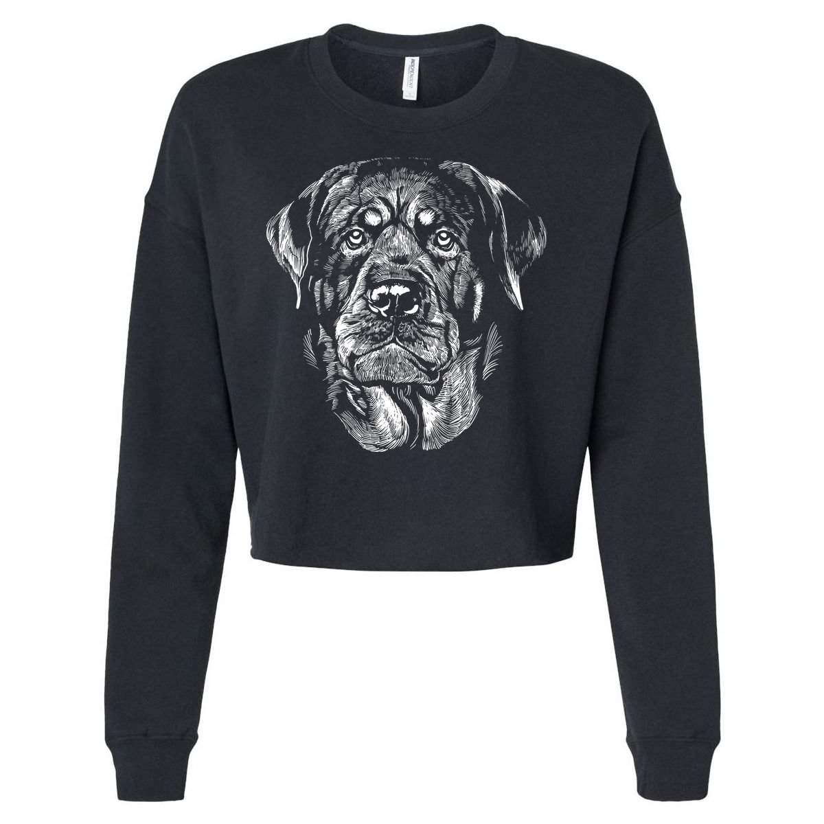 Hand Drawn Rottweiler Dog Cropped Pullover Crew