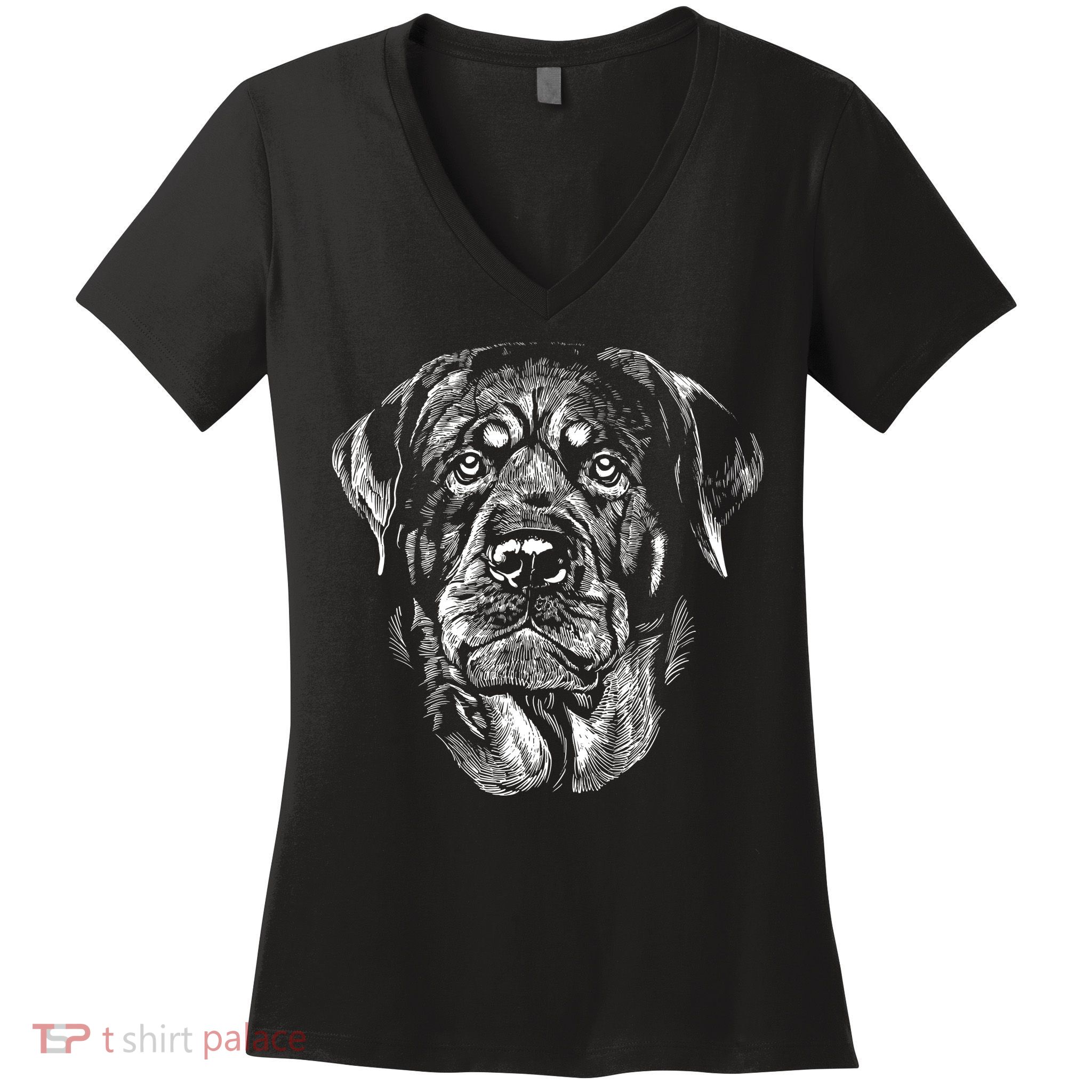 Hand Drawn Rottweiler Dog Women's V-Neck T-Shirt
