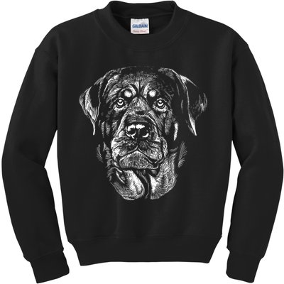 Hand Drawn Rottweiler Dog Kids Sweatshirt