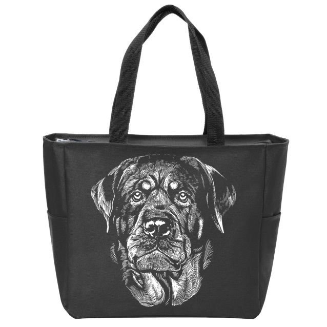 Hand Drawn Rottweiler Dog Zip Tote Bag