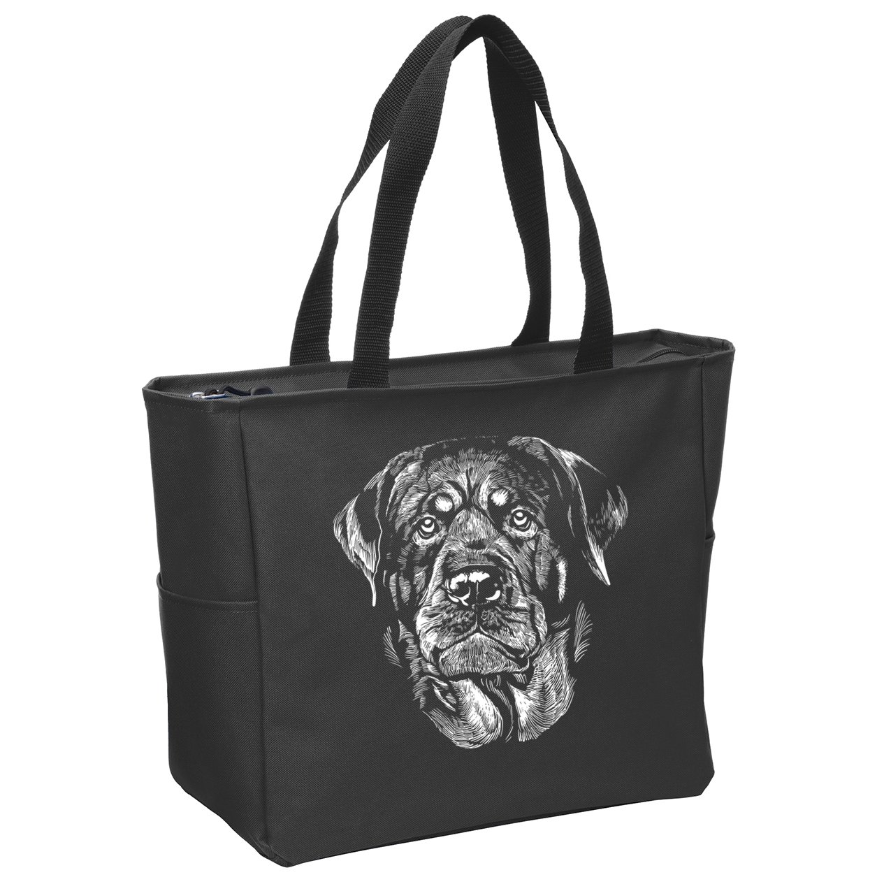 Hand Drawn Rottweiler Dog Zip Tote Bag