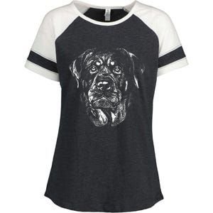 Hand Drawn Rottweiler Dog Enza Ladies Jersey Colorblock Tee