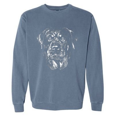 Hand Drawn Rottweiler Dog Garment-Dyed Sweatshirt