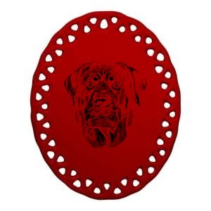 Hand Drawn Rottweiler Dog Ceramic Oval Ornament