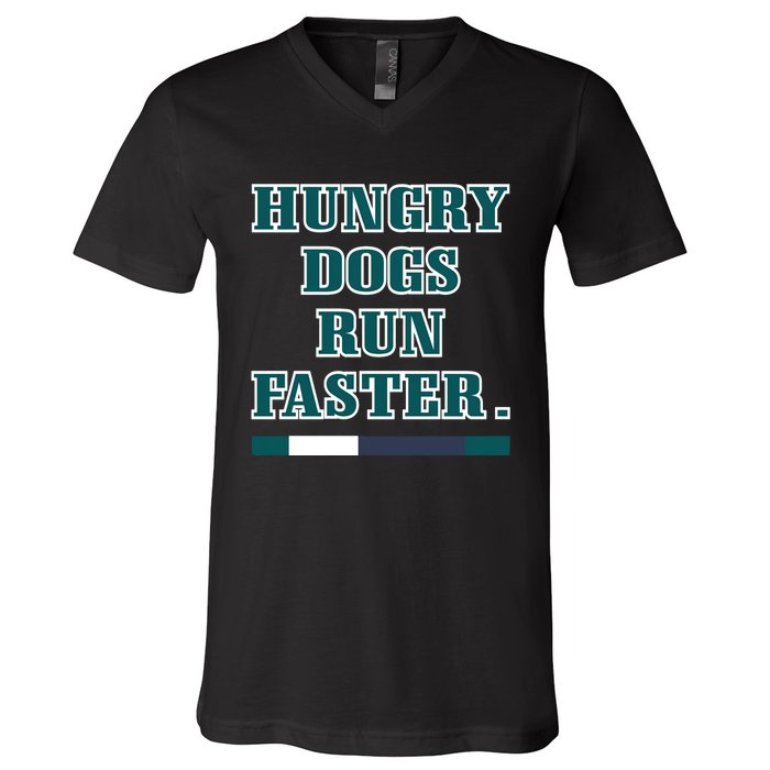 Hungry Dogs Run Faster Jason Kelce V-Neck T-Shirt