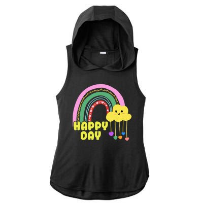 Happy Day Retro 80s Sunshine Ladies PosiCharge Tri-Blend Wicking Draft Hoodie Tank