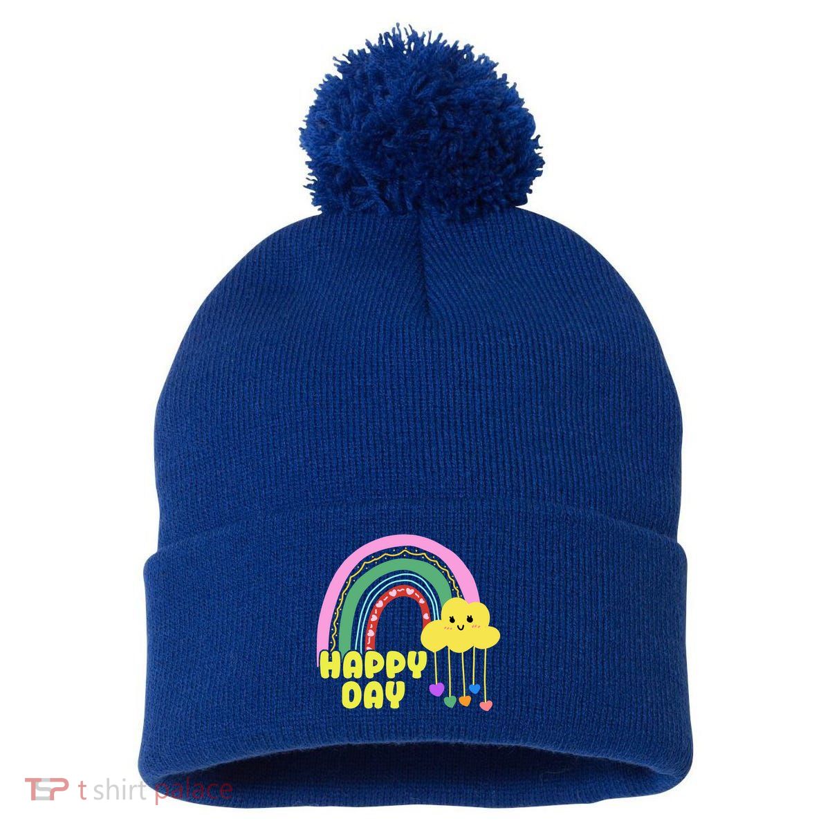 Happy Day Retro 80s Sunshine Pom Pom 12in Knit Beanie