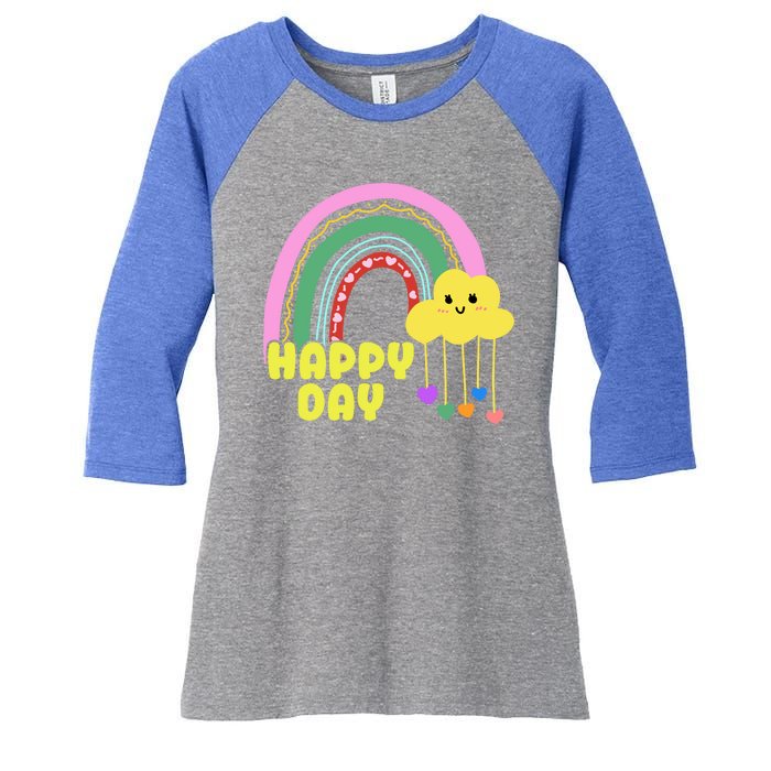 Happy Day Retro 80s Sunshine Women's Tri-Blend 3/4-Sleeve Raglan Shirt