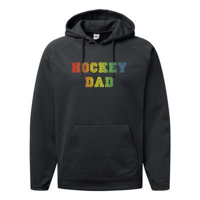 Hockey Dad Rainbow Father's Day Gift Performance Fleece Hoodie