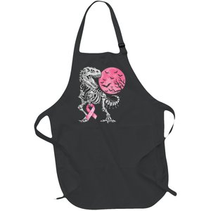 Halloween Dinosaur Ribbon Breast Cancer Awareness Full-Length Apron With Pockets