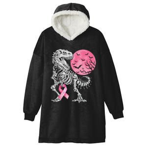 Halloween Dinosaur Ribbon Breast Cancer Awareness Hooded Wearable Blanket