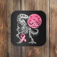 Halloween Dinosaur Ribbon Breast Cancer Awareness Coaster