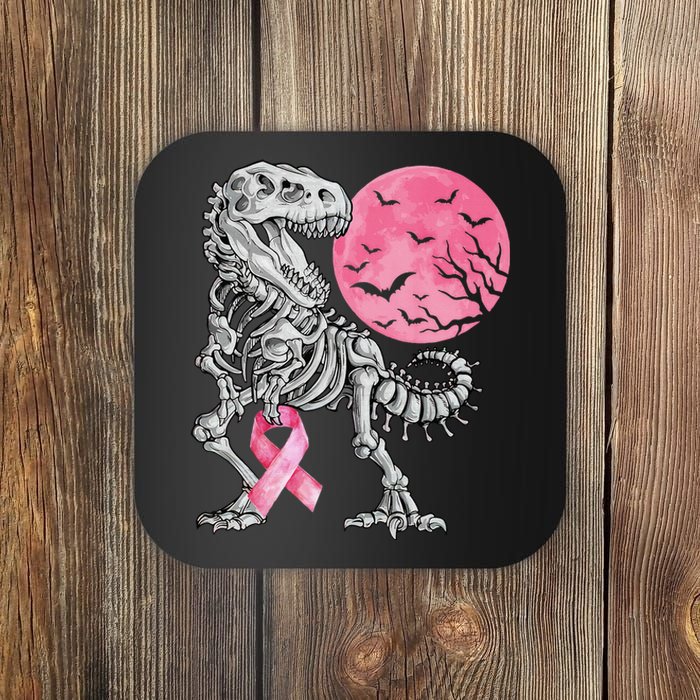 Halloween Dinosaur Ribbon Breast Cancer Awareness Coaster