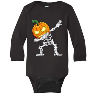 Halloween Dabbing Skeleton Scary Pumpkin Jack O Lantern Baby Long Sleeve Bodysuit