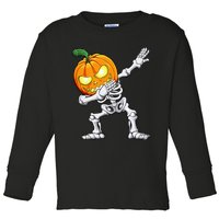 Halloween Dabbing Skeleton Scary Pumpkin Jack O Lantern Toddler Long Sleeve Shirt