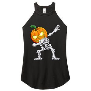 Halloween Dabbing Skeleton Scary Pumpkin Jack O Lantern Women's Perfect Tri Rocker Tank