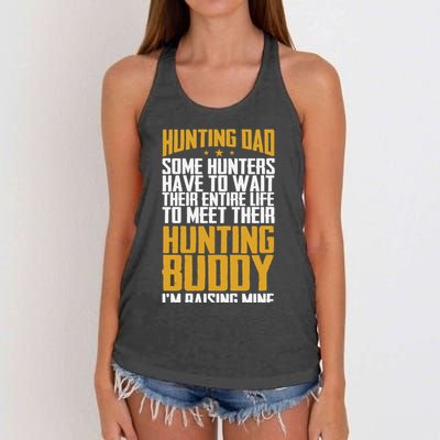 Hunting Dad Some Hunters Have To Wait Hunting Father Gift Women's Knotted Racerback Tank