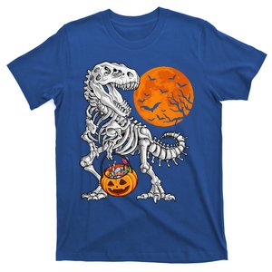 Halloween Dinosaur Skeleton T Rex Scary Pumpkin Moon T-Shirt