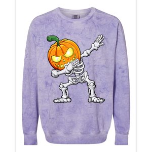 Halloween Dabbing Skeleton Scary Pumpkin Jack O Lantern Colorblast Crewneck Sweatshirt