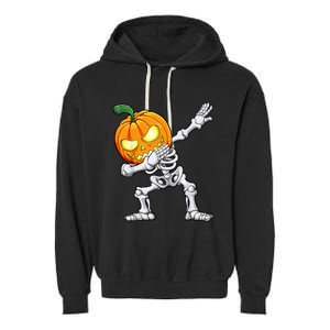 Halloween Dabbing Skeleton Scary Pumpkin Jack O Lantern Garment-Dyed Fleece Hoodie